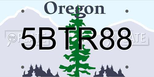 5BTR88 Oregon License Plate