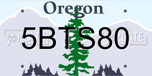 5BTS80 Oregon License Plate