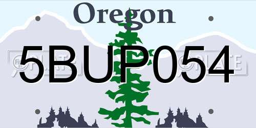 5BUP054 Oregon License Plate