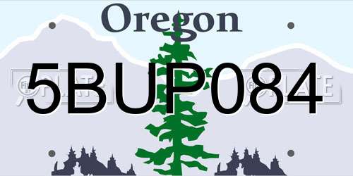 5BUP084 Oregon License Plate