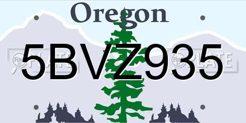 5BVZ935 Oregon License Plate