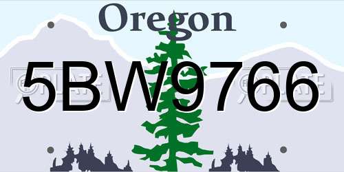 5BW9766 Oregon License Plate