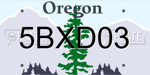 5BXD03 Oregon License Plate