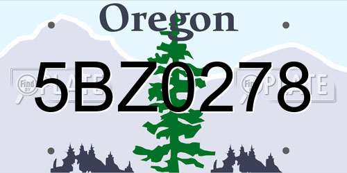 5BZ0278 Oregon License Plate