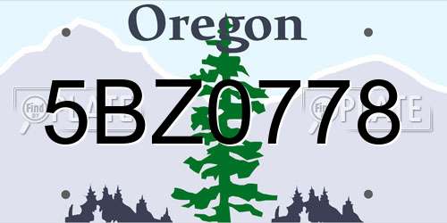 5BZ0778 Oregon License Plate
