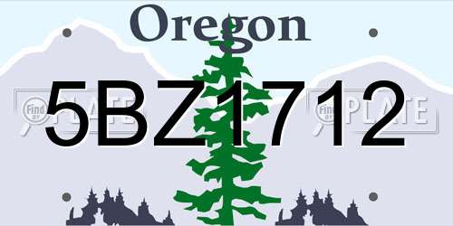 5BZ1712 Oregon License Plate