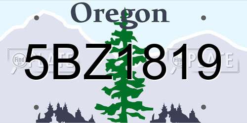 5BZ1819 Oregon License Plate