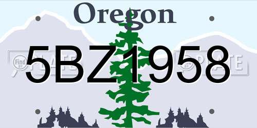 5BZ1958 Oregon License Plate
