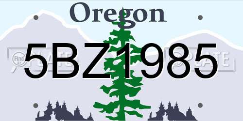 5BZ1985 Oregon License Plate