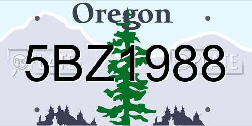 5BZ1988 Oregon License Plate