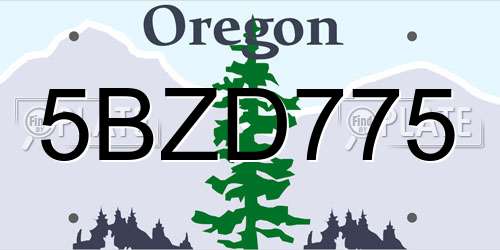 5BZD775 Oregon License Plate