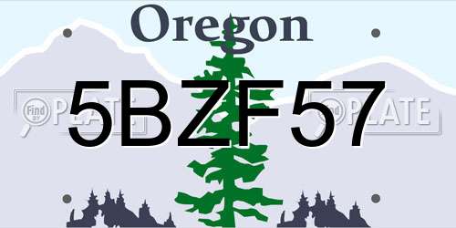 5BZF57 Oregon License Plate