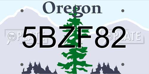 5BZF82 Oregon License Plate
