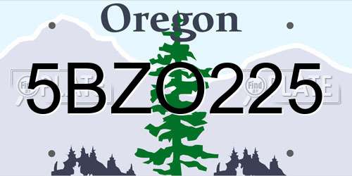 5BZO225 Oregon License Plate
