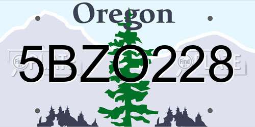 5BZO228 Oregon License Plate