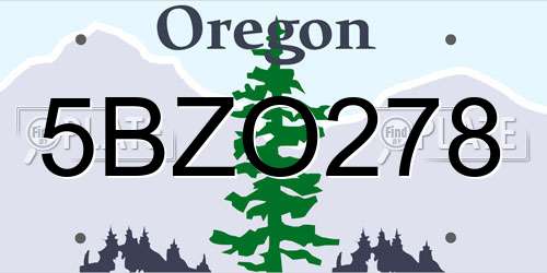 5BZO278 Oregon License Plate