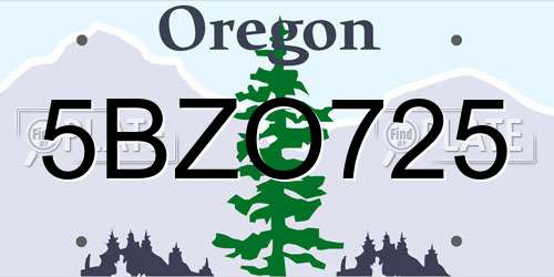 5BZO725 Oregon License Plate