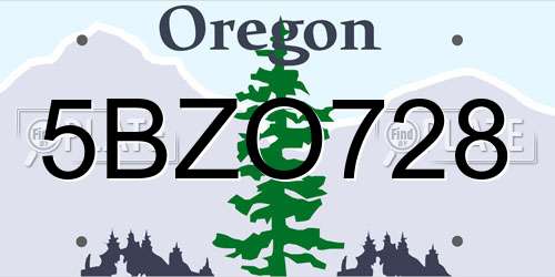 5BZO728 Oregon License Plate