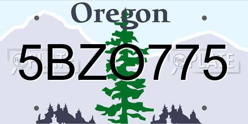 5BZO775 Oregon License Plate