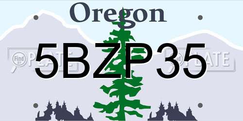 5BZP35 Oregon License Plate