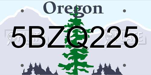5BZQ225 Oregon License Plate