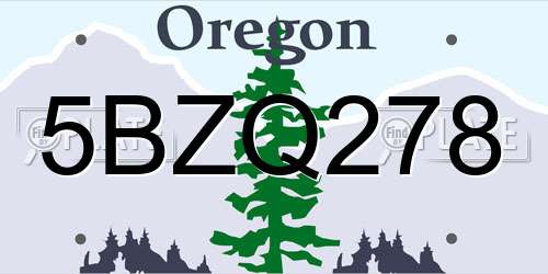 5BZQ278 Oregon License Plate