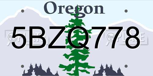 5BZQ778 Oregon License Plate