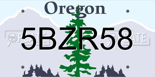 5BZR58 Oregon License Plate