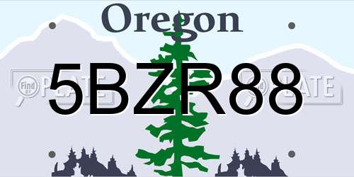5BZR88 Oregon License Plate