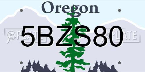 5BZS80 Oregon License Plate