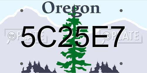 5C25E7 Oregon License Plate