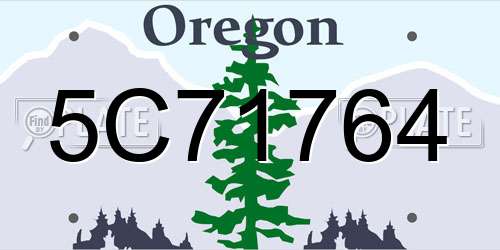 5C71764 Oregon License Plate