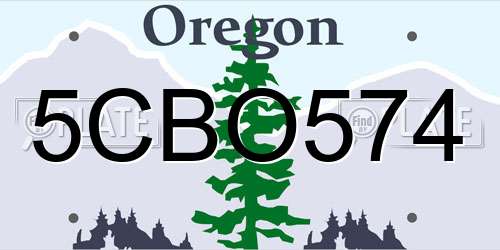5CBO574 Oregon License Plate