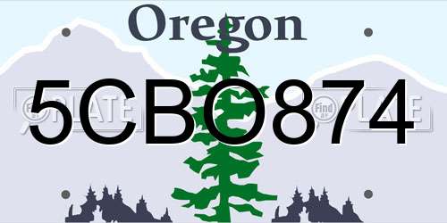 5CBO874 Oregon License Plate