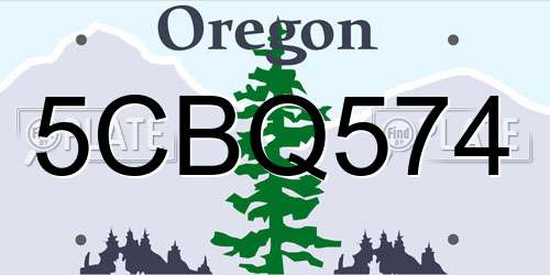 5CBQ574 Oregon License Plate