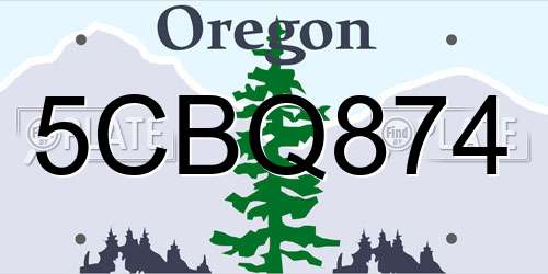 5CBQ874 Oregon License Plate