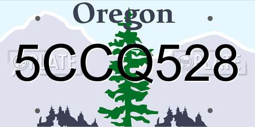 5CCQ528 Oregon License Plate