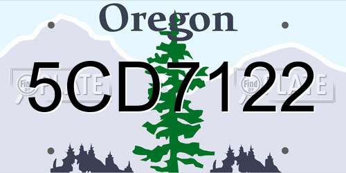 5CD7122 Oregon License Plate