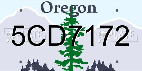 5CD7172 Oregon License Plate