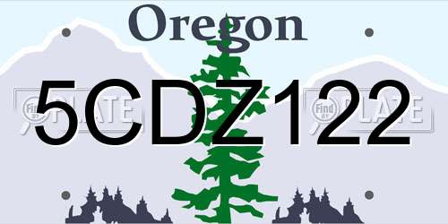 5CDZ122 Oregon License Plate