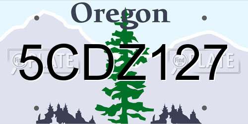 5CDZ127 Oregon License Plate