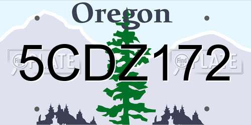 5CDZ172 Oregon License Plate