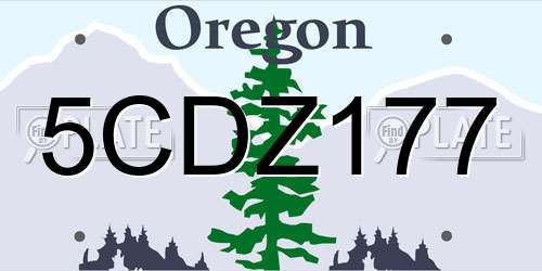 5CDZ177 Oregon License Plate