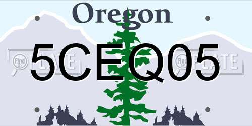 5CEQ05 Oregon License Plate