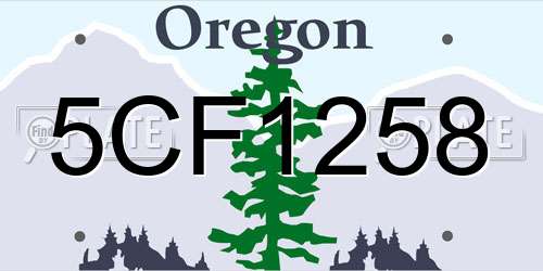 5CF1258 Oregon License Plate