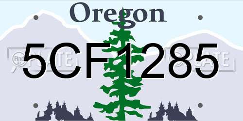 5CF1285 Oregon License Plate