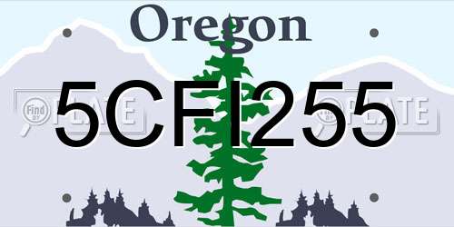 5CFI255 Oregon License Plate