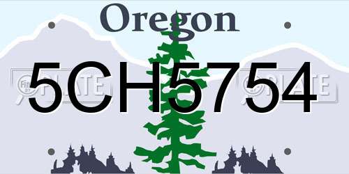 5CH5754 Oregon License Plate