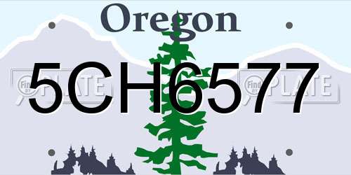 5CH6577 Oregon License Plate