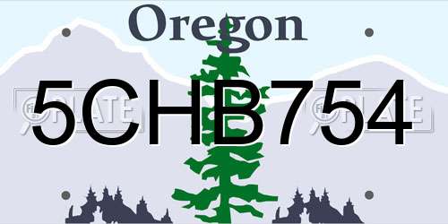 5CHB754 Oregon License Plate